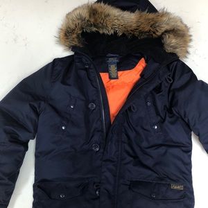 Boys Ralph Lauren Faux Fur Trim Down Coat
